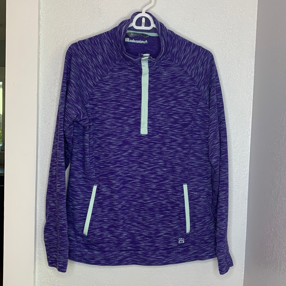 Avalanche purple space dye mint trim 1/4 snap pullover top activewear hiking Med